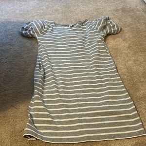 Gray and white striped dress